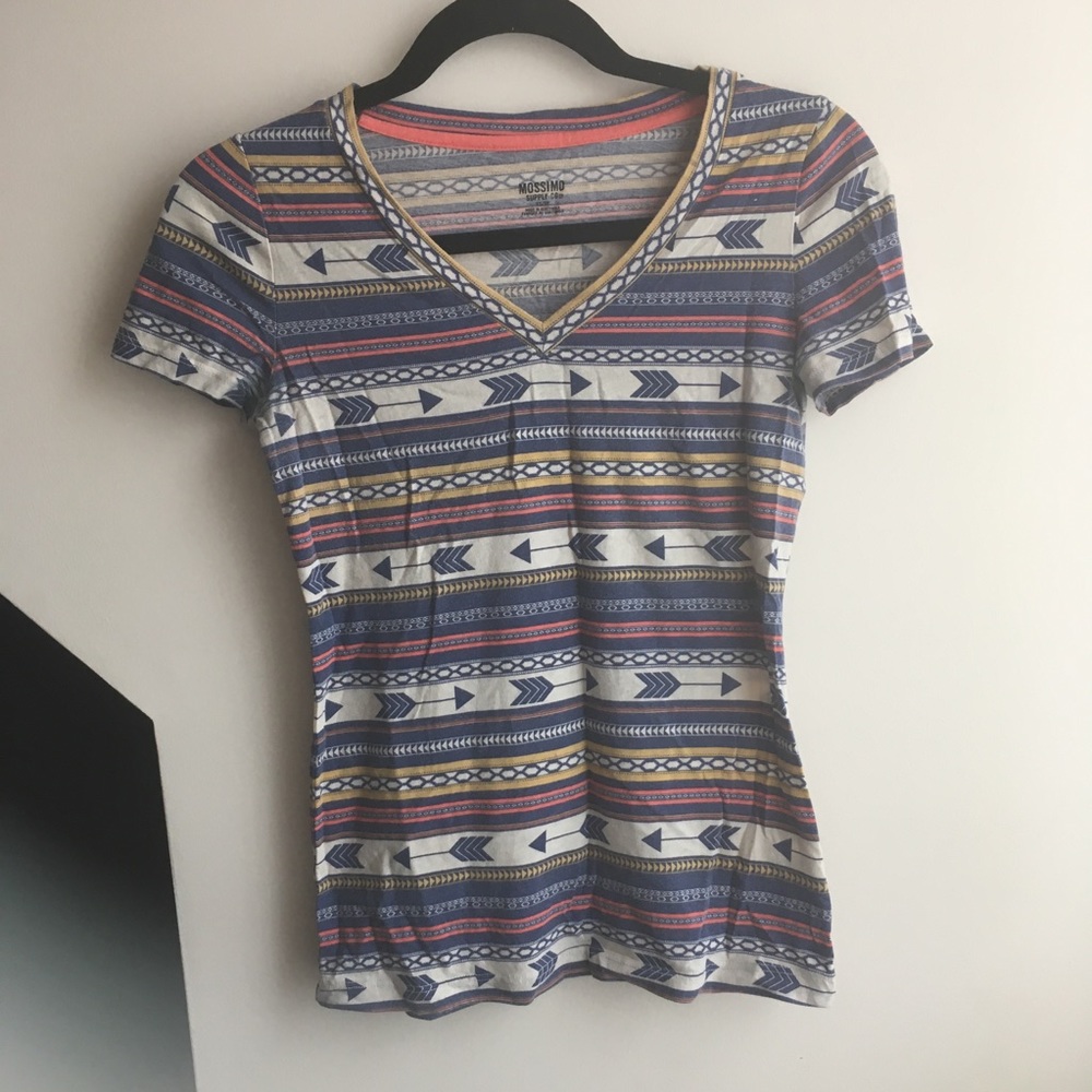 Mossimo hipster striped arrow print v-neck T-shirt
